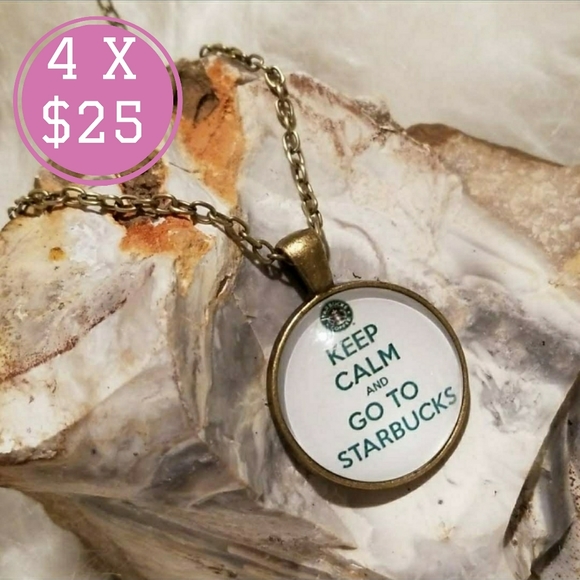 Jewelry - BRONZE keep calm and go to Starbucks neclace
